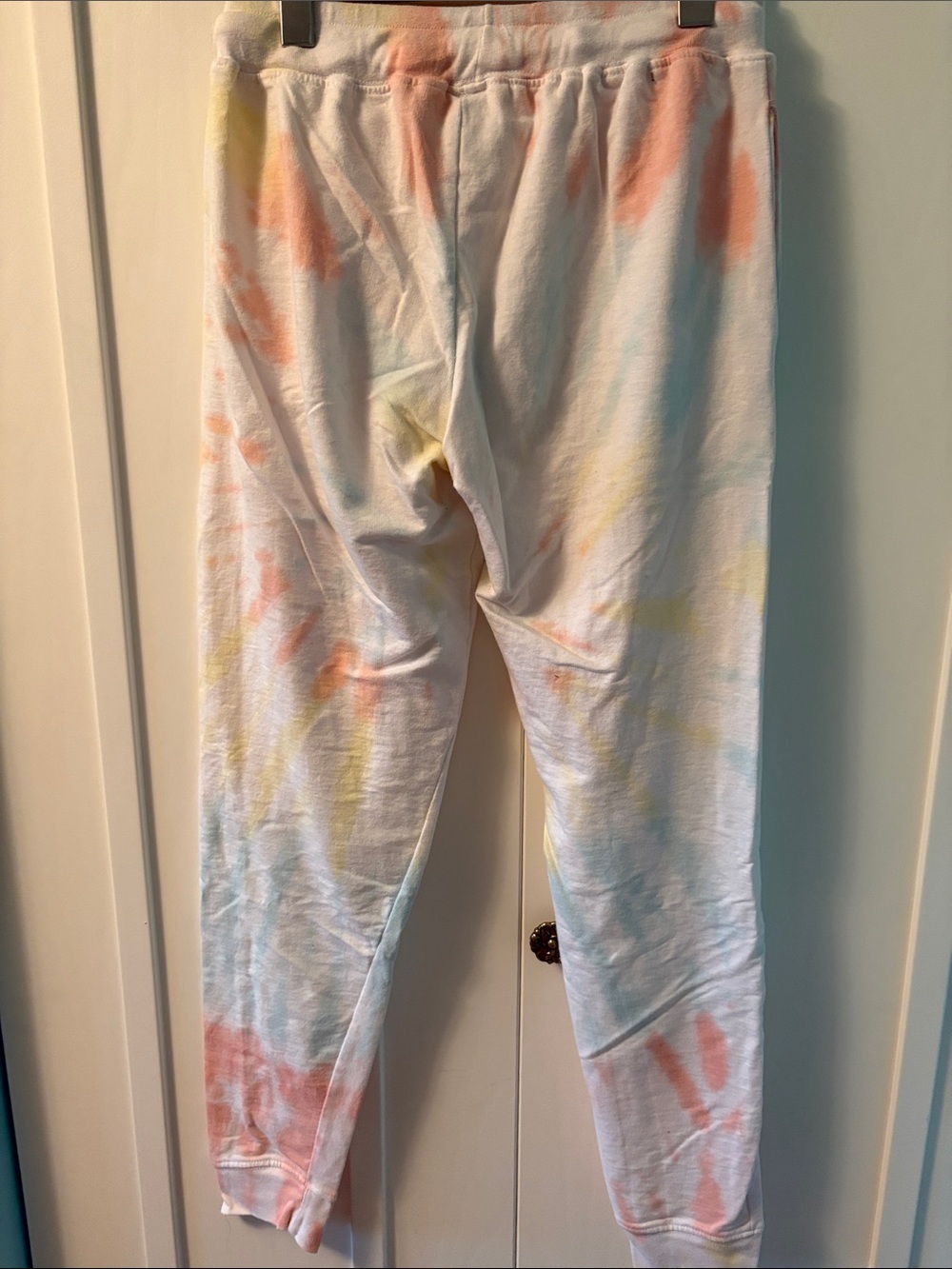 Women's Pastel Tie-Dye Lounge Joggers - Soft White with Pastel Accents - Picture 2 of 2